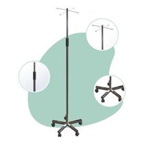 Suporte de Soro Hospitalar Inox com Rodas Equipo Rodízios Soluções Homecare Veterinária Clínica