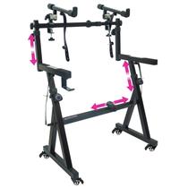 Suporte de teclado Liquid Stands Dual com rodas, estilo Z de segundo nível