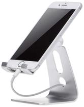 Suporte de telefone Amazon Basics ajustável em alumínio prateado Suporte de telefone Amazon Basics ajustável em alumínio prateado