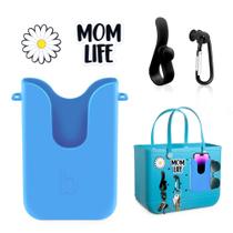 Suporte de telefone de silicone Oudizz com pingentes e ganchos para bolsa Bogg