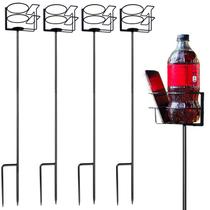 Suporte de telefone e copo de metal QCF Outdoor, pacote com 4 estacas