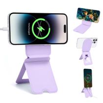 Suporte de telefone EWEMDAI Magnético Dobrável em Couro Roxo Suporte de telefone EWEMDAI Magnético Dobrável em Couro Roxo