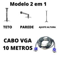 Suporte de Teto ou Parede para Projetor Com Cabo Vga 10m - 10 Metros