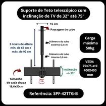 Suporte de teto para tv de 40 a 75 polegadas até 50kg com inclinação Suporte de teto para tv de 40 a 75 polegadas até 50kg com inclinação