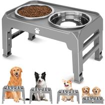 Suporte de tigela elevado para cães AIRMX ajustável com 2 aços inoxidáveis Suporte de tigela elevado para cães AIRMX ajustável com 2 aços inoxidáveis