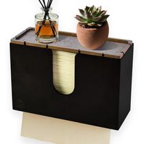 Suporte de toalha de papel dobrado eBun Bamboo Wall Mount preto Suporte de toalha de papel dobrado eBun Bamboo Wall Mount preto