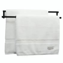 Suporte De Toalha De Parede Toalheiro Duplo 50cm Preto Fosco