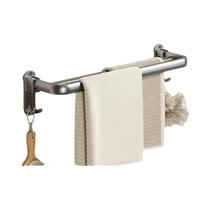Suporte De Toalhas De Alumínio Montado Na Parede, Duplo, Sem Perfuração, Para Banheiro