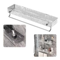 Suporte de Toalhas e Organizador Adesivo para Banheiro Prateleira com Barra de Inox