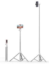 Suporte de tripé para telefone Pnitri 180 cm com controle remoto sem fio branco