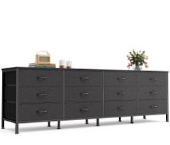 Suporte de TV Dresser Huuger 70cm com 12 gavetas de tecido preto Suporte de TV Dresser Huuger 70cm com 12 gavetas de tecido preto