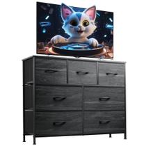 Suporte de TV Dresser WLIVE com 7 gavetas para TV de até 45 polegadas Suporte de TV Dresser WLIVE com 7 gavetas para TV de até 45 polegadas