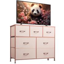 Suporte de TV Dresser WLIVE Pink com 7 gavetas para TV de até 45"
