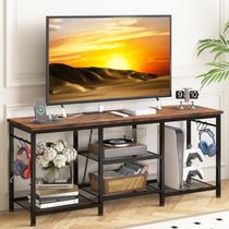 Suporte de TV YGEOMER para TVs de 55" com tomada elétrica, marrom rústico Suporte de TV YGEOMER para TVs de 55" com tomada elétrica, marrom rústico