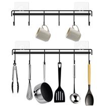 Suporte de utensílios HOMEBROS Wall Mount Black Adhesive, pacote com 2 Suporte de utensílios HOMEBROS Wall Mount Black Adhesive, pacote com 2