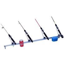 Suporte de varas transversal de borda a borda para barco - capacidade para 04 varas e porta lata integrado