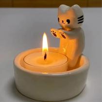 Suporte De Vela De Gato Fofo De Desenho Animado, Castiçal De Gatinho De Aromaterapia, Ornamento - others