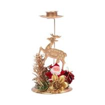 Suporte De Vela De Natal Em Ferro Dourado Com Floco De Neve, Estrela, Árvore E Rena, Enfeites De