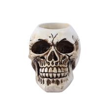 Suporte de vela, escultura, cabeça de caveira, resina de Halloween, 7,5 cm Suporte de vela, escultura, cabeça de caveira, resina de Halloween, 7,5 cm