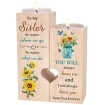 Suporte de vela Luckyyds Sister Gift com 2 velas de madeira maciça