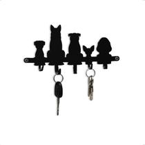 Suporte Decorativo Organizador Porta Chaves Chaveiro Cachorro Animais Pet Aço Preto Parede Geguton
