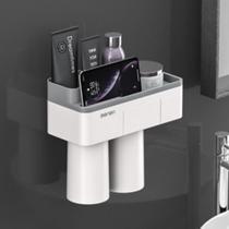 Suporte Dispenser De Pasta Dentes Sucção Automatica 2 Copos Suporte Dispenser De Pasta Dentes Sucção Automatica 2 Copos