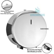Suporte Dispenser Inox De Papel Higiênico 400mts Com Trava para Cadeado - Loren Metais