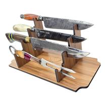 Suporte Display Expositor Para 04 Facas Luxo Madeira Mdf