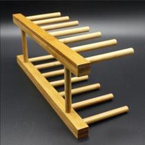 Suporte Display Porta 6 Pratos Bambu Bancada Cozinha Prato