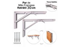 Suporte Dobrável Par 30cm Tampo Mesa Mão Francesa Reforcada