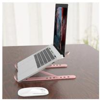 Suporte Dobrável Portátil Slim Compatível Com Macbook E Notebook Pro Air - Rosa