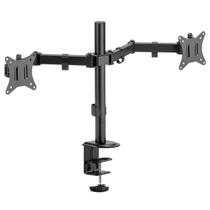 Suporte Duplo Articulado para 2 Monitores 17" a 32" Orientação Vertical ou Horizontal Morsa para Fixar Clanm CS12