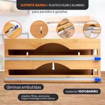 Suporte Duplo Bambu Com Corte Papel Alumínio Plástico - TRC