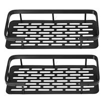 Suporte Duplo Banheiro Porta Shampoo, Condicionador, Sabonete, Aço Reforçado Preto