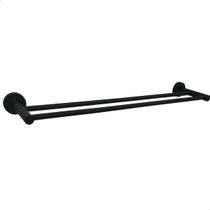 Suporte Duplo De Toalha Preto Fosco Banheiro Inox 304 Lavabo Porta Toalha de Banho Toalheiro Grande Duplo Acessorio Banheiro Luxo Black Barra Reta