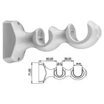 Suporte Duplo (médio/grosso) para Varão de Cortina 19-28mm Plástico com Ponteiras- Branco Bella Arte