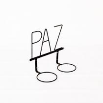 Suporte duplo para vasos com a palavra Paz em Ferro fixação na parede