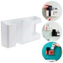 Suporte Duplo Porta Celular Controle Remoto Adesivo Fixação Parede De Plastico multiuso Porta Treco