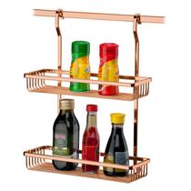 Suporte Duplo Porta Tempero Utensílios Condimentos Para Barra Bancada Cozinha Rose - 2803RG Future