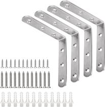 Suporte em L YUMORE 10 x 10 cm em aço inoxidável, suporta 12 kg, kit com 4 unidades Suporte em L YUMORE 10 x 10 cm em aço inoxidável, suporta 12 kg, kit com 4 unidades