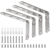 Suporte em L YUMORE 12,5 x 7,5 cm em aço inoxidável, 15 kg, pacote com 4 Suporte em L YUMORE 12,5 x 7,5 cm em aço inoxidável, 15 kg, pacote com 4