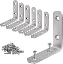 Suporte em L YUMORE 65 x 65 mm em Aço Inoxidável, Kit com 6 Peças Suporte em L YUMORE 65 x 65 mm em Aço Inoxidável, Kit com 6 Peças