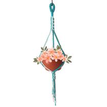 Suporte em Macramê com Duas Cores para Plantas Pendente, Arranjo Artesanal para Decoração