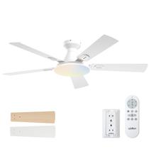 Suporte embutido para ventilador de teto de 52 polegadas com luzes e controle remoto branco Suporte embutido para ventilador de teto de 52 polegadas com luzes e controle remoto branco