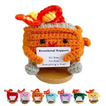 Suporte emocional: brinquedo de crochê, lixeira, fogo, presente feito à mão