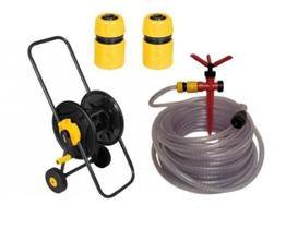 Suporte Enrolador C/Rodas + Mangueira 20M Vonder + Irrigador Suporte Enrolador C/Rodas + Mangueira 20M Vonder + Irrigador