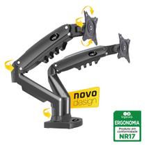 Suporte Ergonômico Articulado de Mesa, 2 Monitores 17" a 35", Pistão a Gás, Suporta Até 9kg por Tela, Preto, AF160N, ELG Suporte Ergonômico Articulado de Mesa, 2 Monitores 17" a 35", Pistão a Gás, Suporta Até 9kg por Tela, Preto, AF160N, ELG