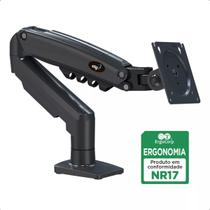 Suporte Ergonômico Articulado de Mesa ELG F80N FullMotion, Braço Flexível e Pistão a Gás Compatível com Grandes Monitores de 17 a 35, Preto