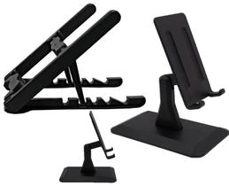Suporte Ergonômico P/ Notebook e Suporte de Mesa Para Celular/Smartphones- Preto