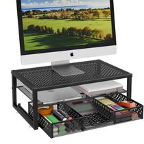 Suporte Ergonômico para Monitor Ekisemio - Elevador e Organizador de Mesa em Metal Preto